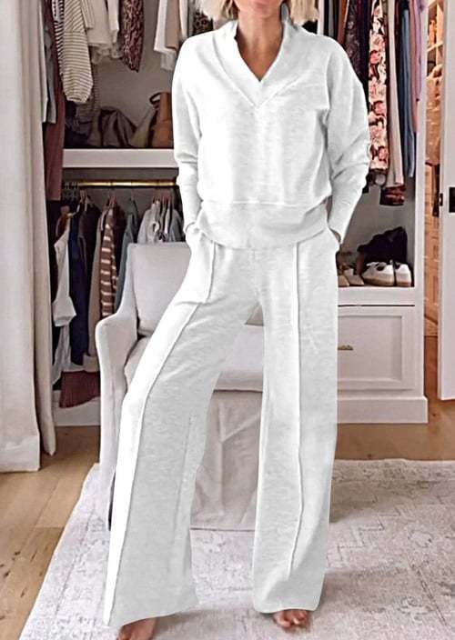 🔥 50% OFF TODAY 💕 Cozy V-Shape Lounge Set & Wide Pants
