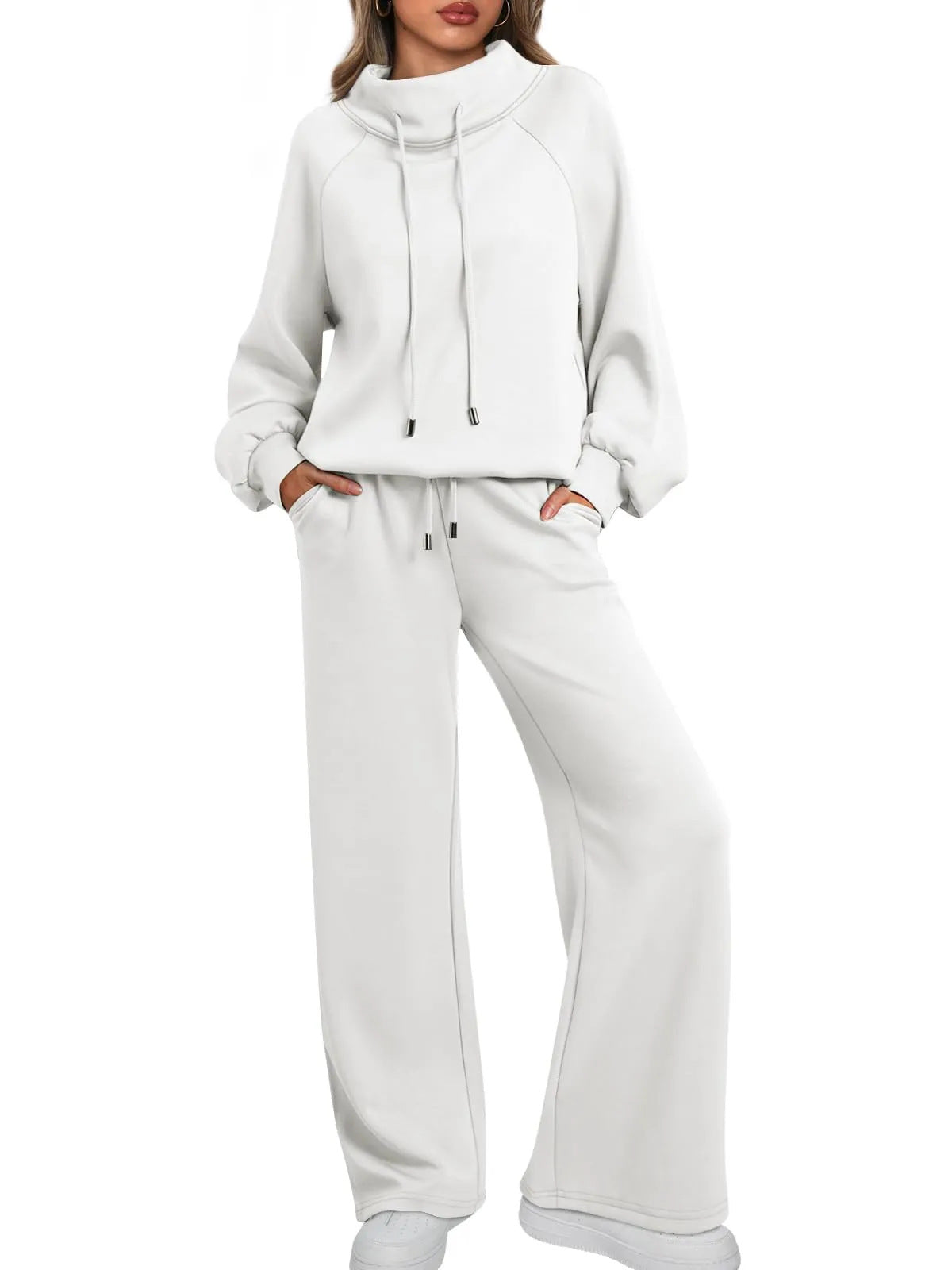 💝💝Women's Cotton Holiday Casual Crew Neck Drawstring Sweatshirt Set