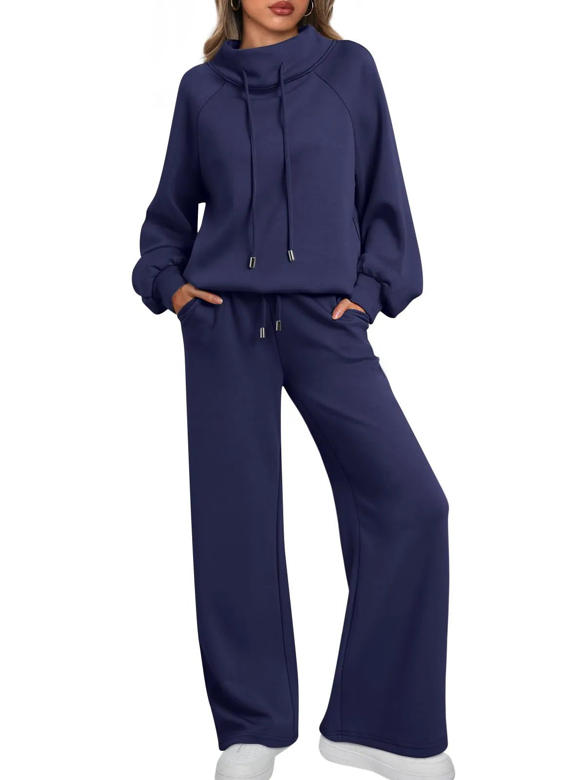 💝💝Women's Cotton Holiday Casual Crew Neck Drawstring Sweatshirt Set