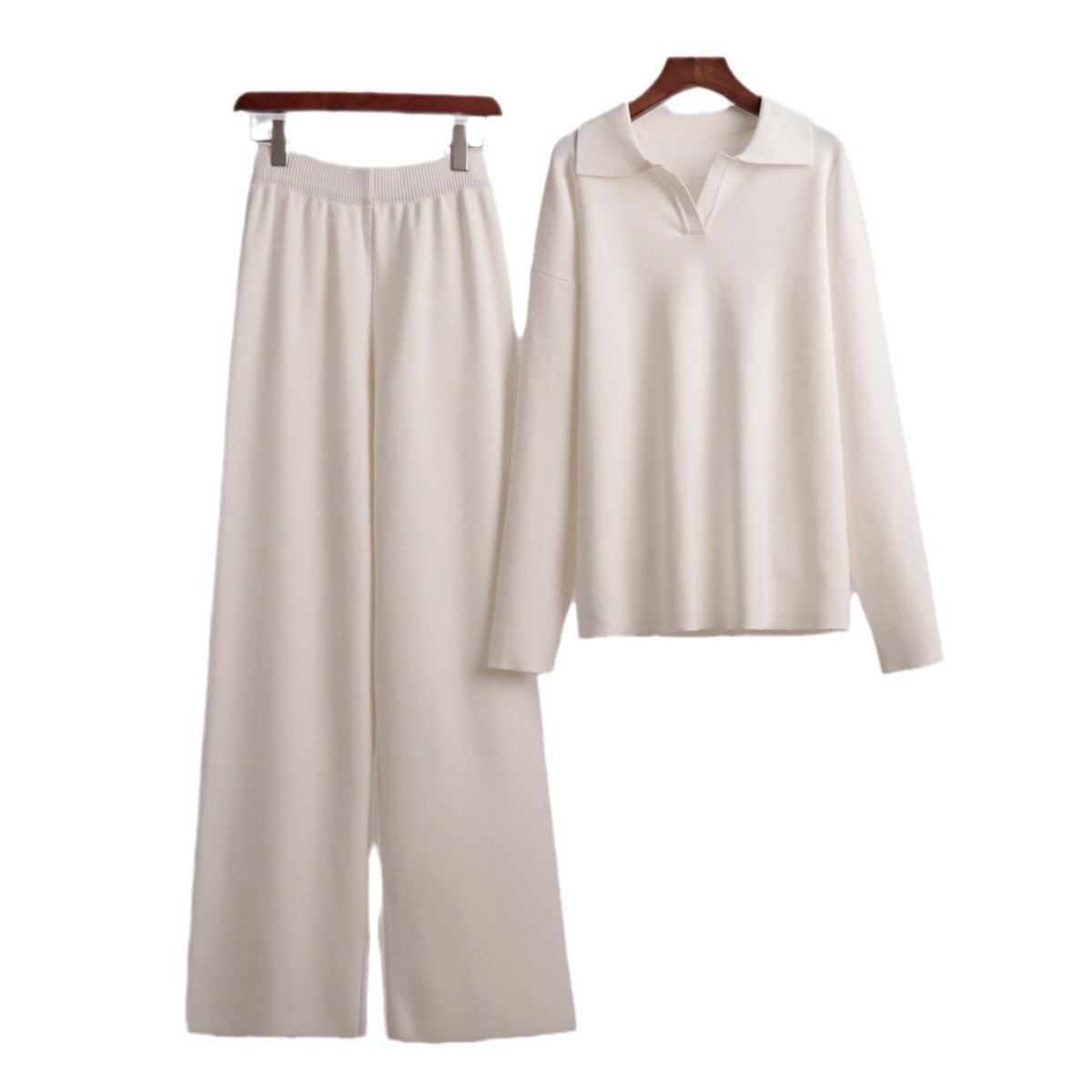 ✨Knit 2-Piece Set   Polo Collar Pullover + Wide-Leg Pants   Euro-American Autumn/Winter Style   Cross-Border Bestseller   Buy 2 Free Shipping🔥✨