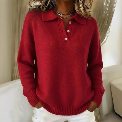 🎄Buy 2 Get Free Shipping - Classic Polo Neck Button-Down Solid Color Sweater Top