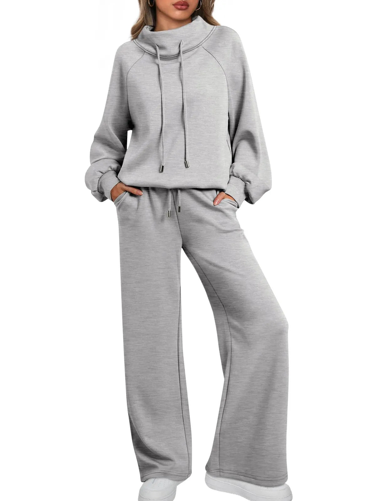 💝💝Women's Cotton Holiday Casual Crew Neck Drawstring Sweatshirt Set