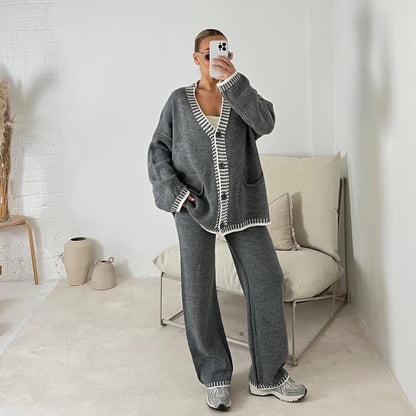 🔥WINTER SALE 50% OFF!❄️ Cozy Knit 2-Piece Cardigan & Wide-Leg Pants Set