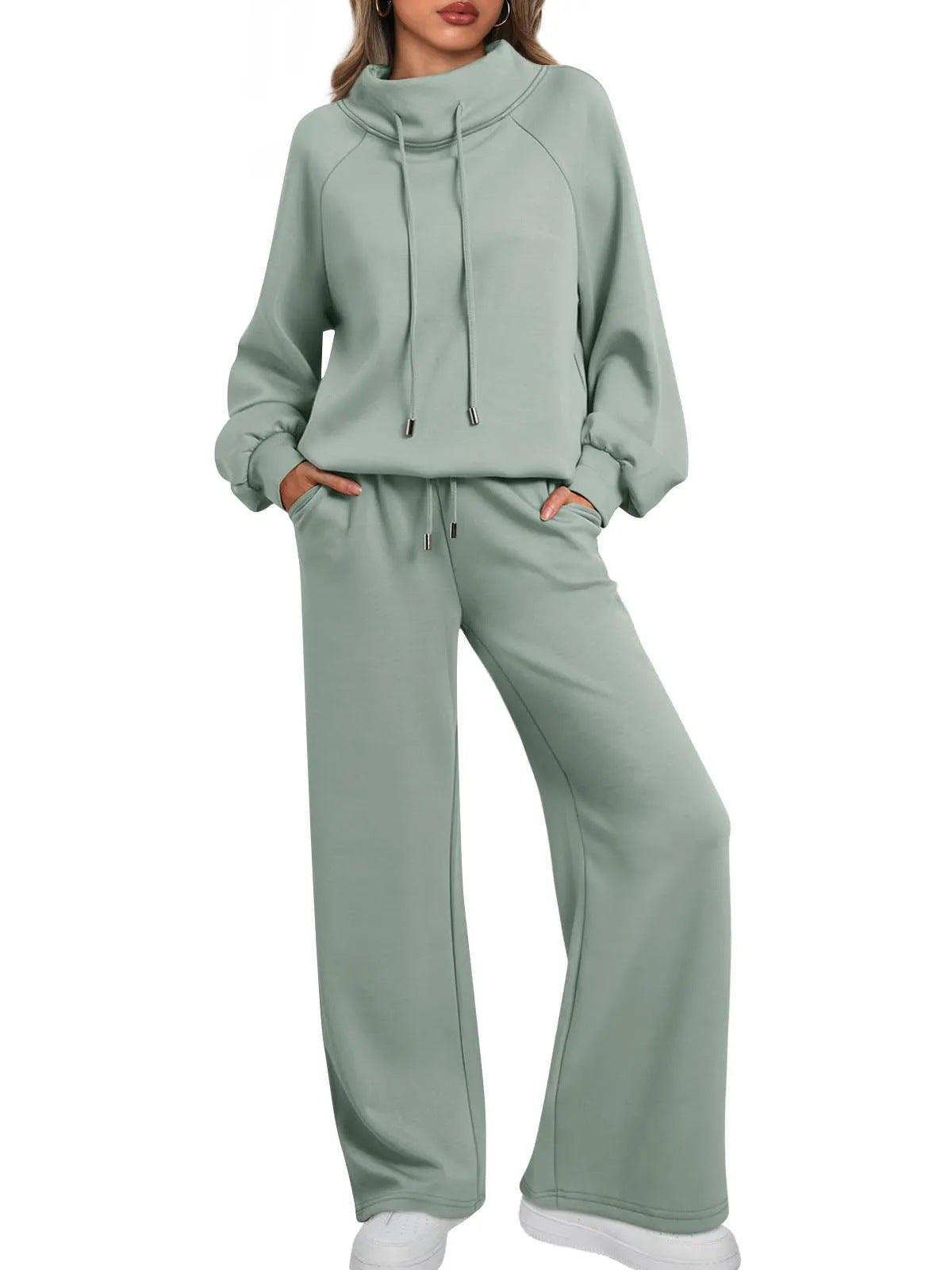 💝💝Women's Cotton Holiday Casual Crew Neck Drawstring Sweatshirt Set