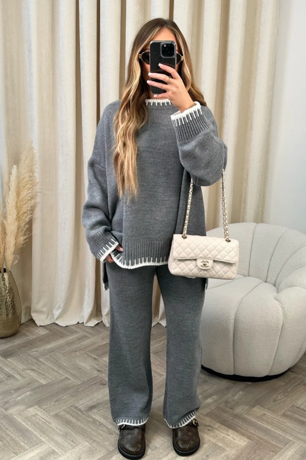 💥50% Off! Women’s Knit Sweater & Wide-Leg Pants Set