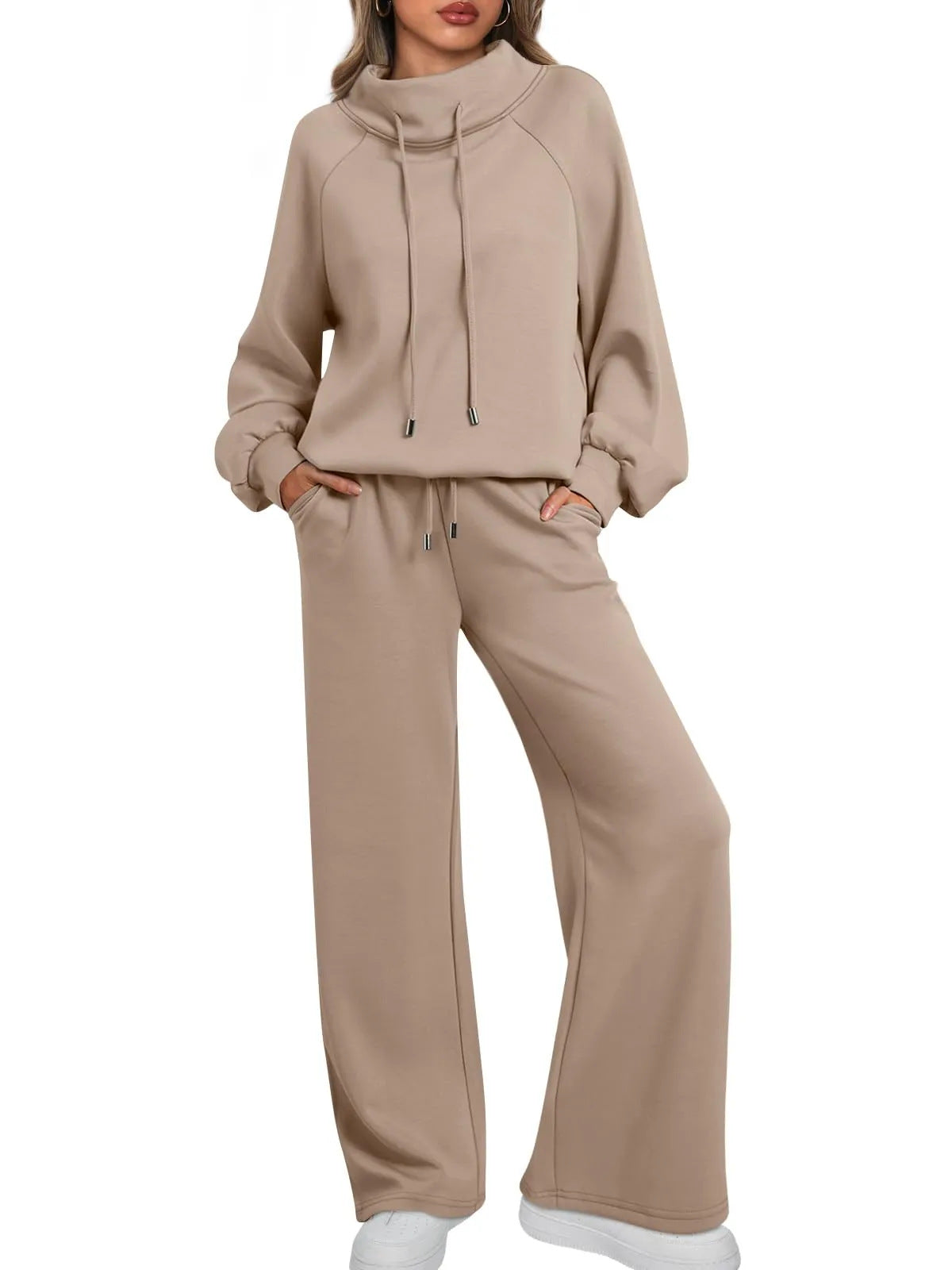 💝💝Women's Cotton Holiday Casual Crew Neck Drawstring Sweatshirt Set