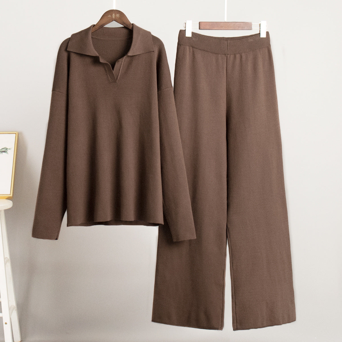 ✨Knit 2-Piece Set   Polo Collar Pullover + Wide-Leg Pants   Euro-American Autumn/Winter Style   Cross-Border Bestseller   Buy 2 Free Shipping🔥✨