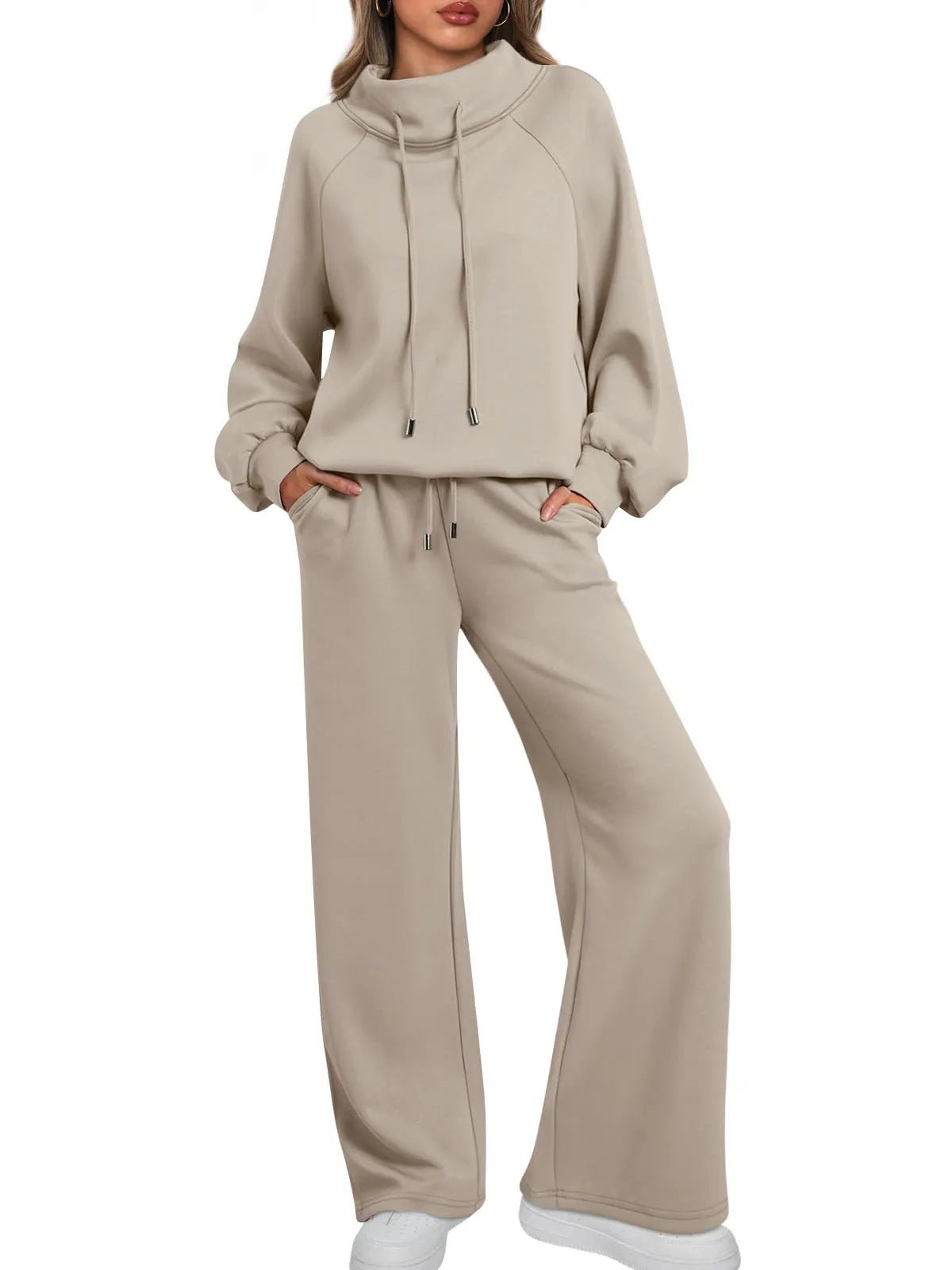 💝💝Women's Cotton Holiday Casual Crew Neck Drawstring Sweatshirt Set