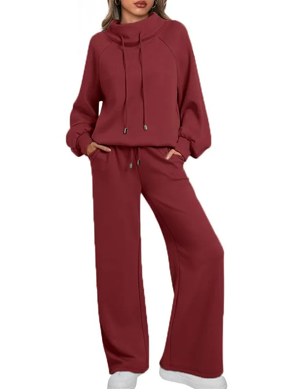 💝💝Women's Cotton Holiday Casual Crew Neck Drawstring Sweatshirt Set