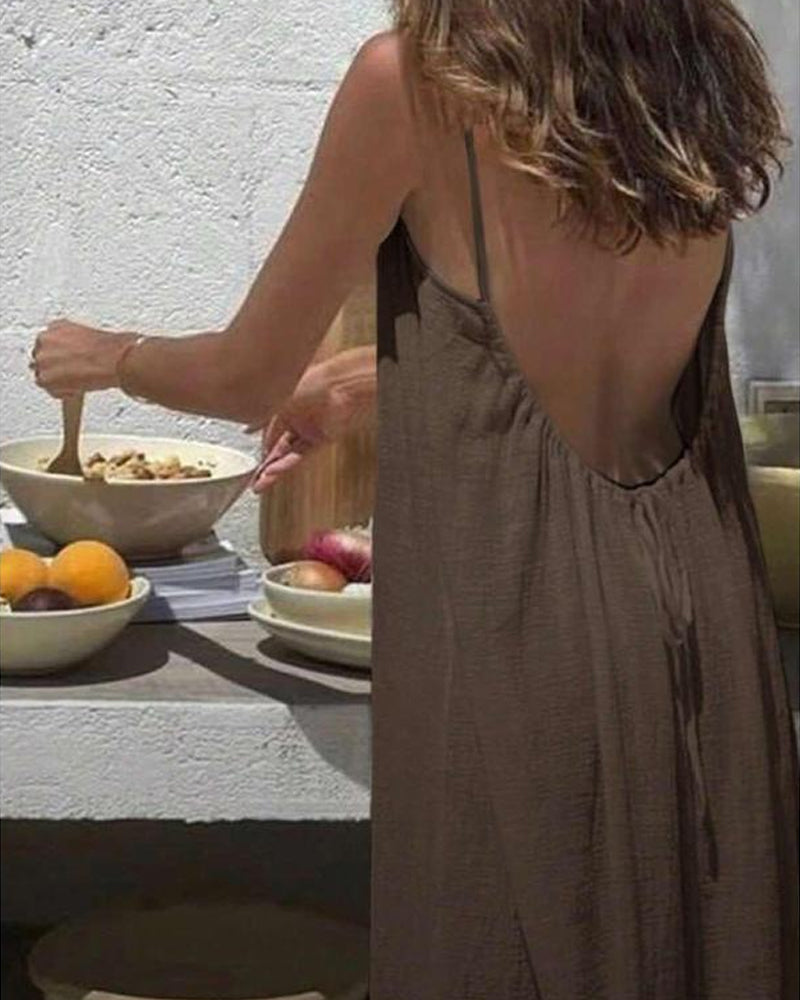 💃 Women's Solid Color Backless Cami Dress