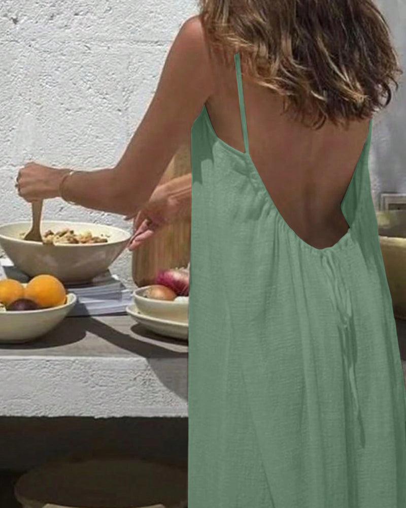 💃 Women's Solid Color Backless Cami Dress