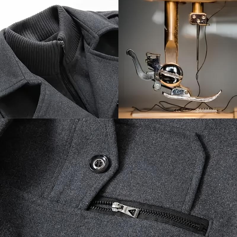 🔥 50% Off! Men's business woolen coat fashion double neck medium and long woolen coat, autumn and winter