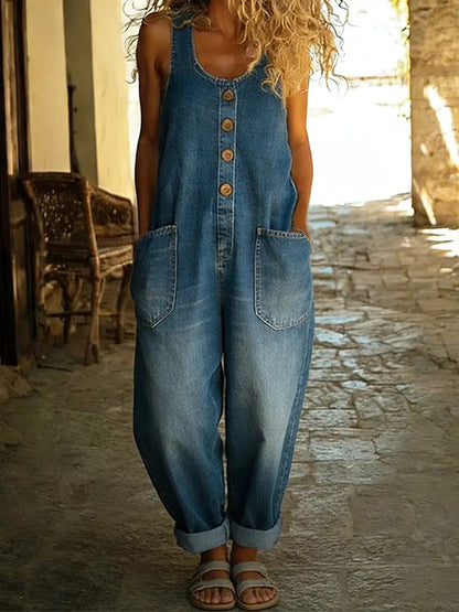 📦📦CLEARANCE SALE🔥 Women's Casual Cotton Vest and Denim Jumpsuit