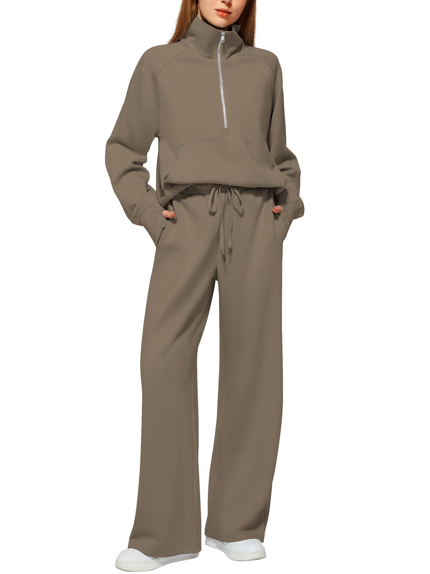 📦📦Buy 2 PCS for free shipping🔥Women's Solid Color Cotton Half-Zip Outfit