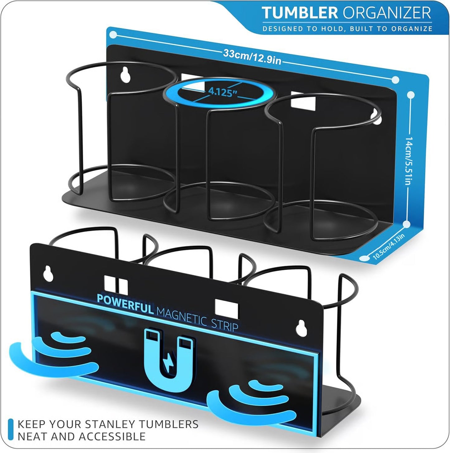 🧲 Cup Organizer | Magnetic/Screw Mount Storage for Kitchen/Fridge/Cabinet 🧺