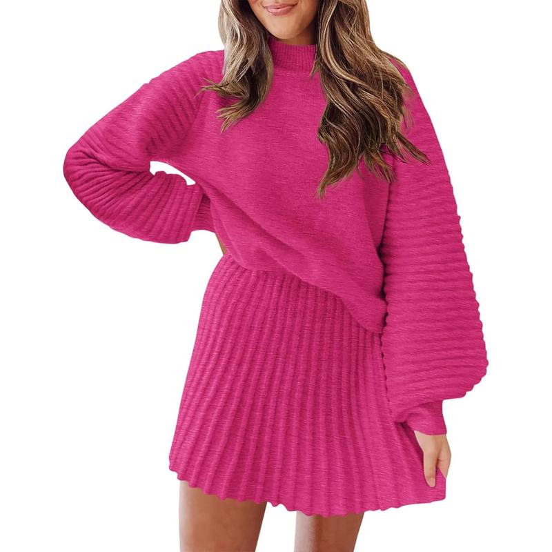 🔥 50% OFF TODAY ✨ Women's Mock Neck Knit Skirt Set