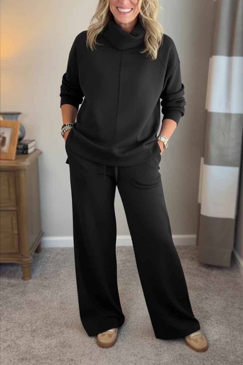 🎁New Arrivals🔥 Cozy Travel Cowl Neck Sweatshirt and Pant 2 Piece Sets