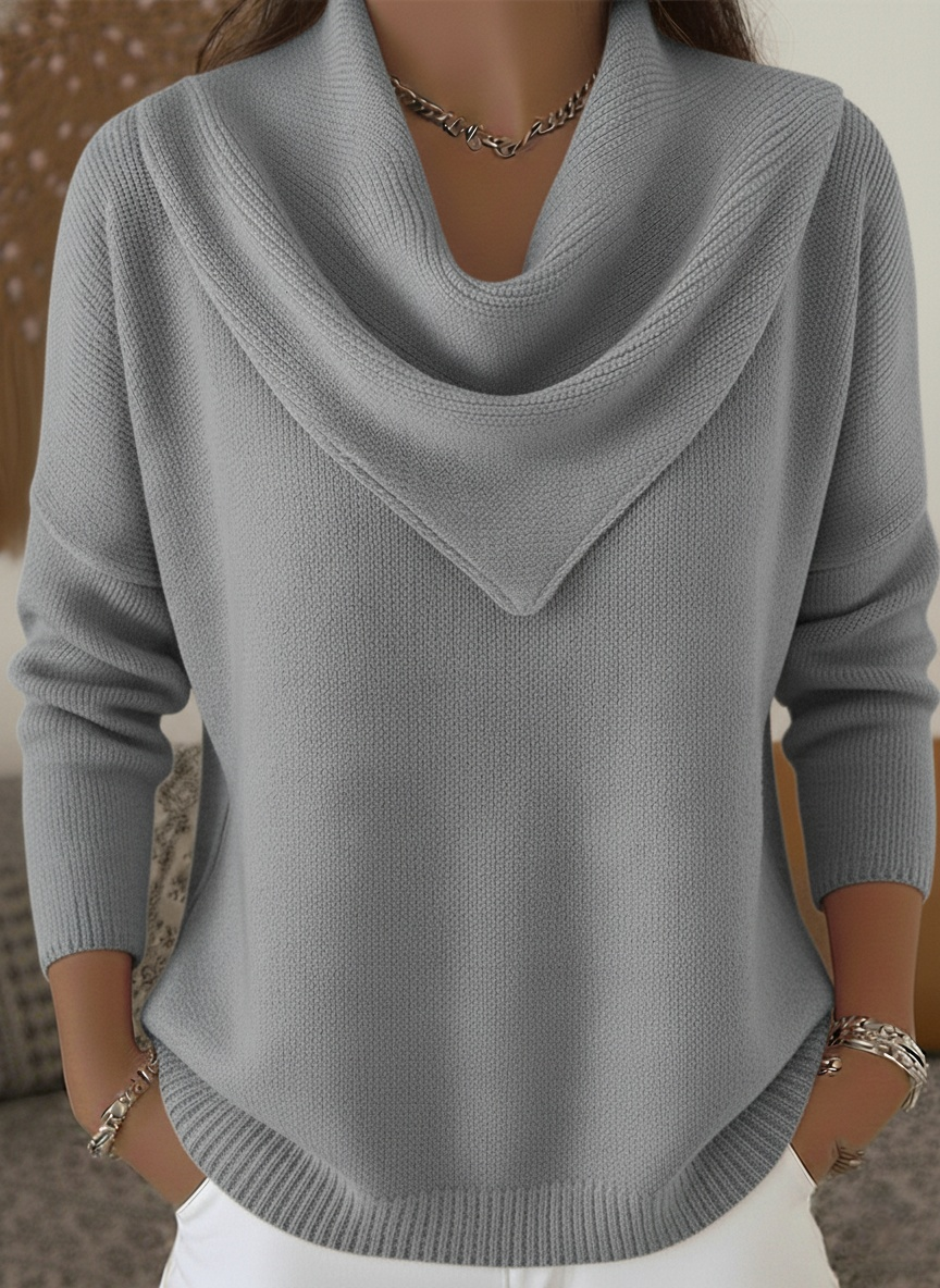 🤩🤩CLEARANCE SALE🔥Women's Retro Soft Triangle Neck Solid Color Sweater Top