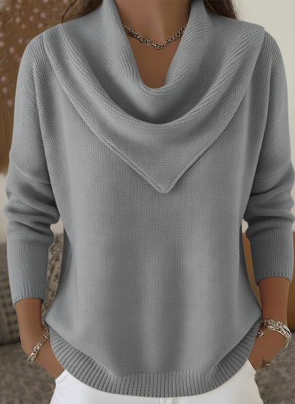 🤩🤩CLEARANCE SALE🔥Women's Retro Soft Triangle Neck Solid Color Sweater Top