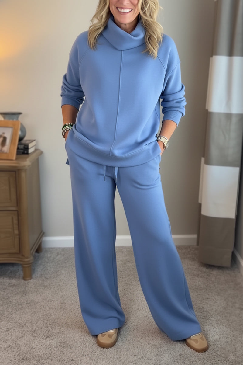 🎁New Arrivals🔥 Cozy Travel Cowl Neck Sweatshirt and Pant 2 Piece Sets