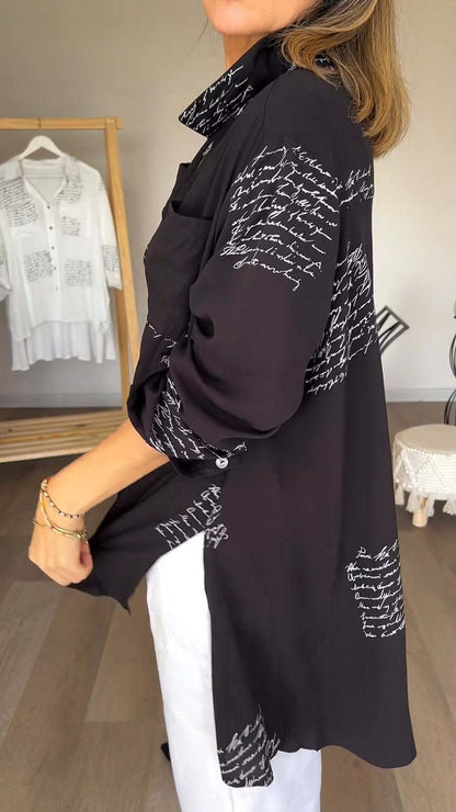 CLEARANCE Letter Print Fashion Lapel Shirt
