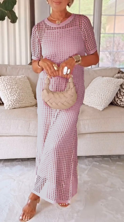 🤩🤩Elegant Knit Mesh Layered Two-Piece Maxi Dress (Buy 2 Free Shipping)