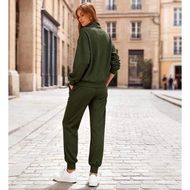 🏃‍♀️ Soft 2-Piece Jogger Set — Half-Zip Sweatshirt & Sweatpants
