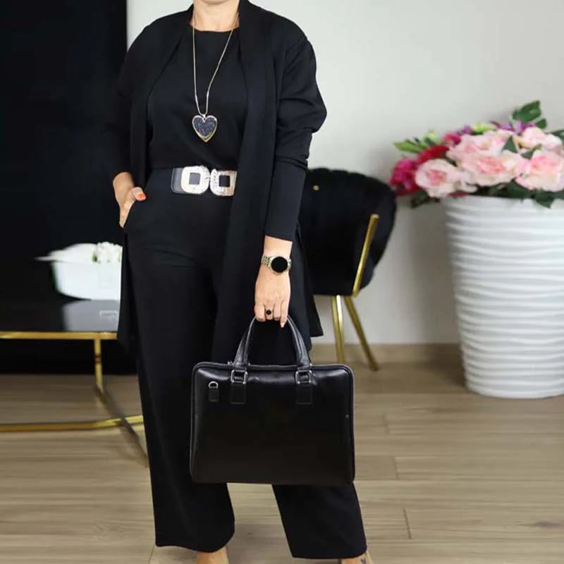 ⏰Elegant 3-piece set including a long cardigan, top and trousers💞
