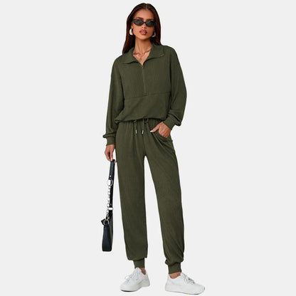 🏃‍♀️ Soft 2-Piece Jogger Set — Half-Zip Sweatshirt & Sweatpants