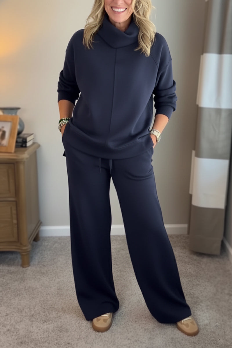 🎁New Arrivals🔥 Cozy Travel Cowl Neck Sweatshirt and Pant 2 Piece Sets