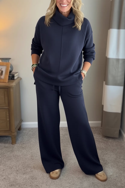 🎁New Arrivals🔥 Cozy Travel Cowl Neck Sweatshirt and Pant 2 Piece Sets