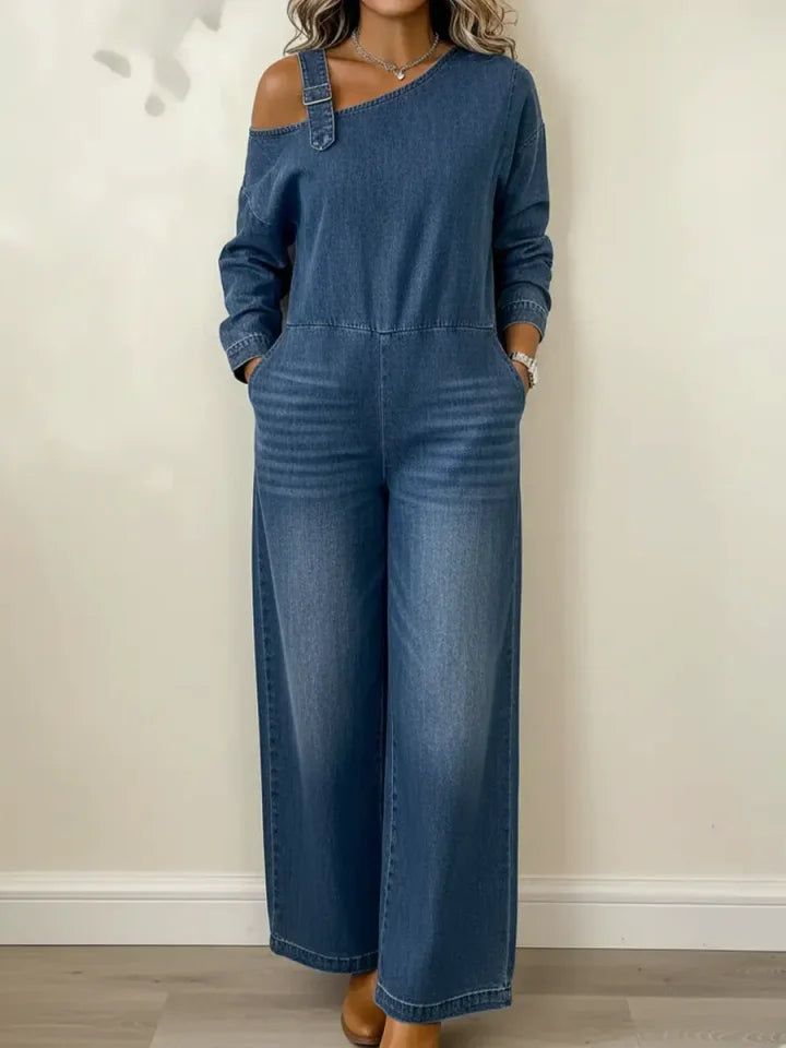 📦📦 New Arrivals🔥 Women's Fashionable Off the Shoulder Denim Jumpsuit
