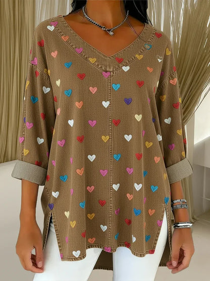 📦📦 New Arrivals🔥Women's Heart Casual Washed Denim Cotton Top