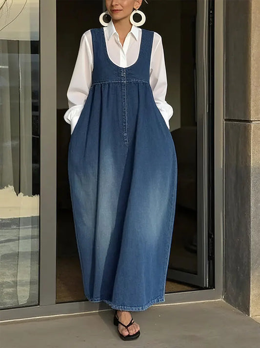 📦📦CLEARANCE SALE🔥Women's Sleeveless Casual Loose Denim Vest Dress