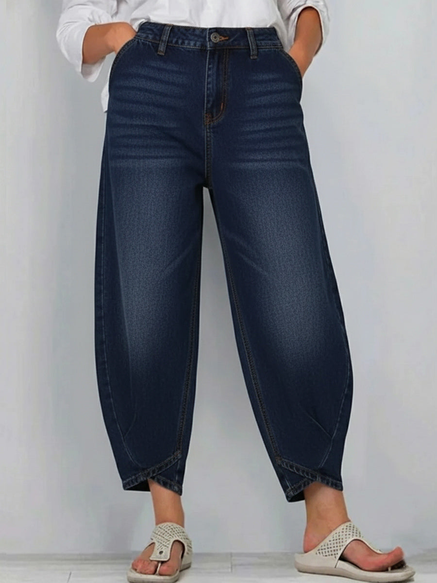 🎈🎈 100% cotton denim with a crossover hem — comfy, flattering, and easy to style