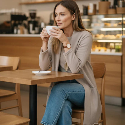 ⏰Elegant 3-piece set including a long cardigan, top and trousers💞
