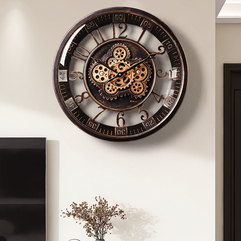 promotion! 🕰️ New French retro gear mechanical wall clock, light luxury art living room high-end decoration clock ⏳