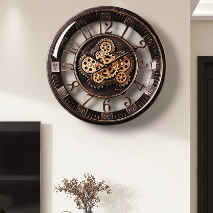 promotion! 🕰️ New French retro gear mechanical wall clock, light luxury art living room high-end decoration clock ⏳