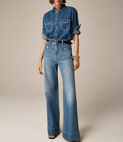 👖Tummy Control Sailor Wide Leg Trouser🧣