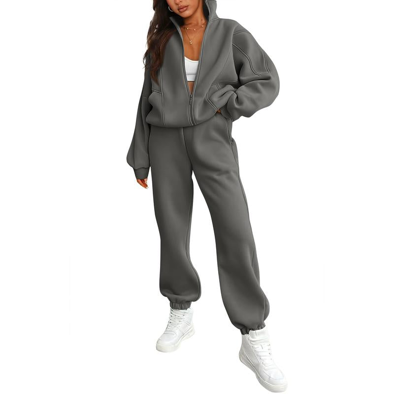 🔥Today’s Deal! Women’s Fleece Zip Sweatshirt & Pants Set