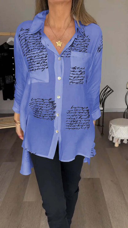 CLEARANCE Letter Print Fashion Lapel Shirt