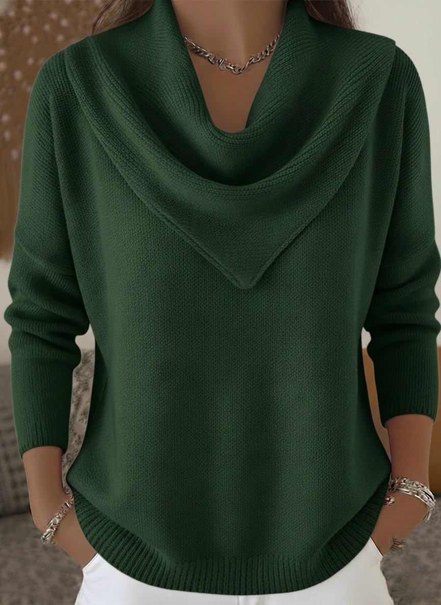 🤩🤩CLEARANCE SALE🔥Women's Retro Soft Triangle Neck Solid Color Sweater Top