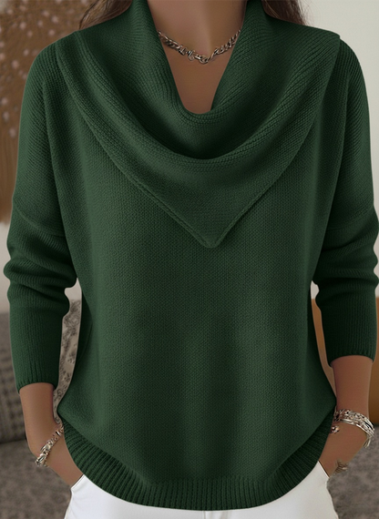 🤩🤩CLEARANCE SALE🔥Women's Retro Soft Triangle Neck Solid Color Sweater Top