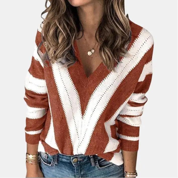 🔥Today Only 50% OFF | Women’s V-Neck Colorblock Crochet Sweater