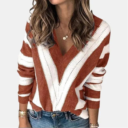 🔥Today Only 50% OFF | Women’s V-Neck Colorblock Crochet Sweater