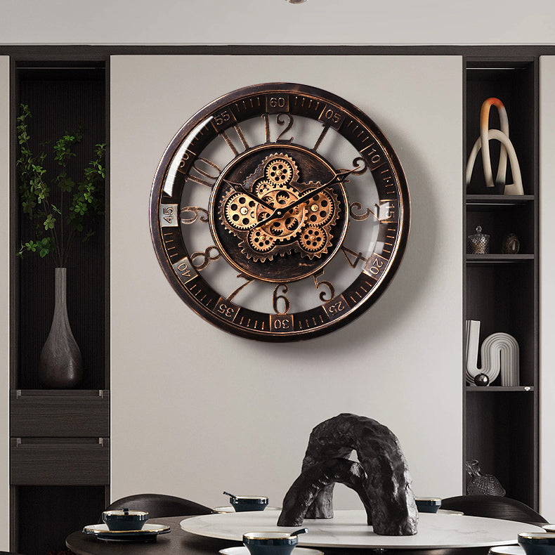 promotion! 🕰️ New French retro gear mechanical wall clock, light luxury art living room high-end decoration clock ⏳