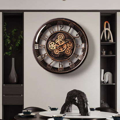 promotion! 🕰️ New French retro gear mechanical wall clock, light luxury art living room high-end decoration clock ⏳