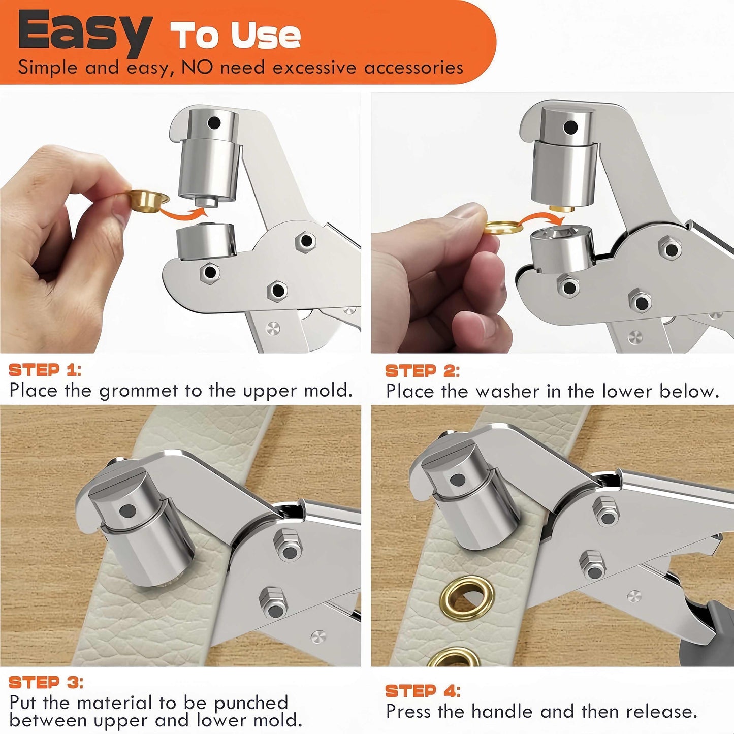 🔥 50% OFF TODAY🛠️ Heavy-Duty Grommet Plier | 3/8" Eyelet Tool Kit with 200pcs Grommets