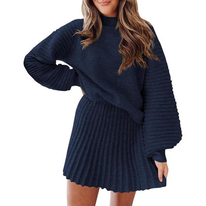 🔥 50% OFF TODAY ✨ Women's Mock Neck Knit Skirt Set