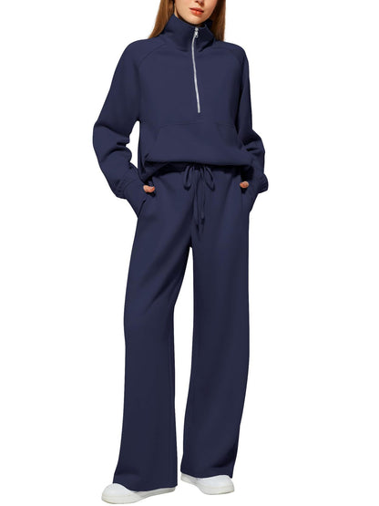 📦📦Buy 2 PCS for free shipping🔥Women's Solid Color Cotton Half-Zip Outfit
